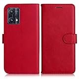 DENDICO Hülle für Oppo Realme 9 Pro Plus, PU Leder Brieftasche Handyhülle, Flip Tasche TPU Schutzhülle mit Kartenfach für Oppo Realme 9 Pro Plus, Rot