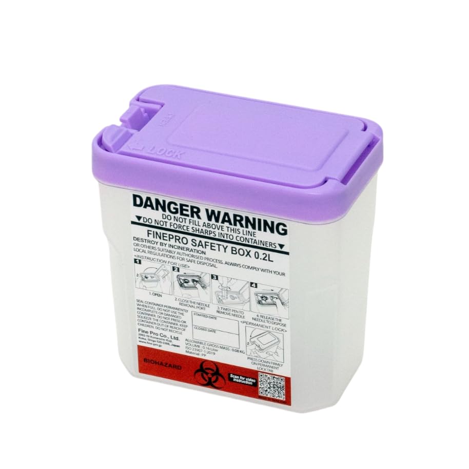 0.2L(0.2Qts.) Size Portable Pen-Needle Disposal Container Diabetes Care (0.2L, Purple+Clear, 1)