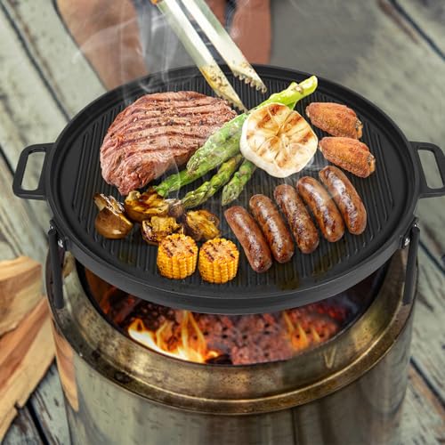 Plaque de cuisson réversible en fonte durable pour braseros de 49 cm