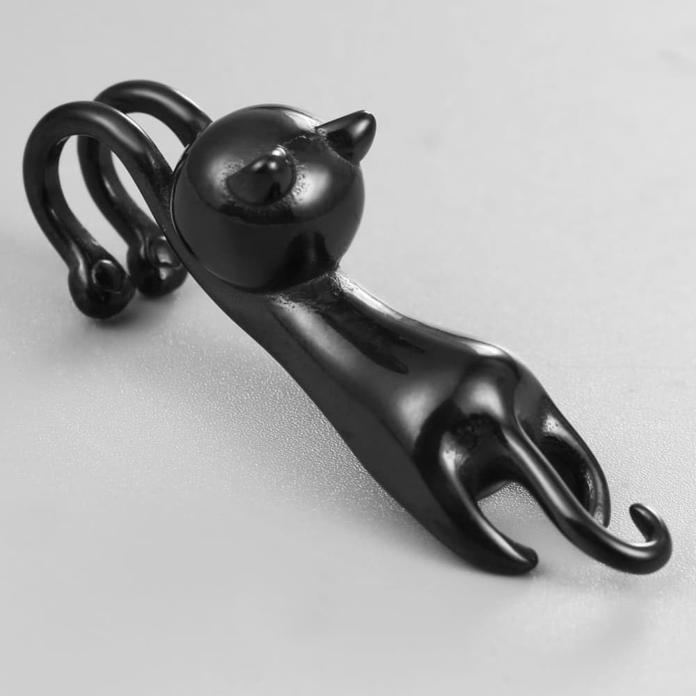 1 Pair Dangle Earrings Cute Cat for ear lobe Ear Gauges Tunnels Plugs 316 Stainless Steel Ear Weight Plugs Hypoallergenic expander Piercing Body Jewelry Halloween Dark Series