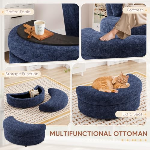 Sillón Plegable Chenille Azul marino miniatura 7