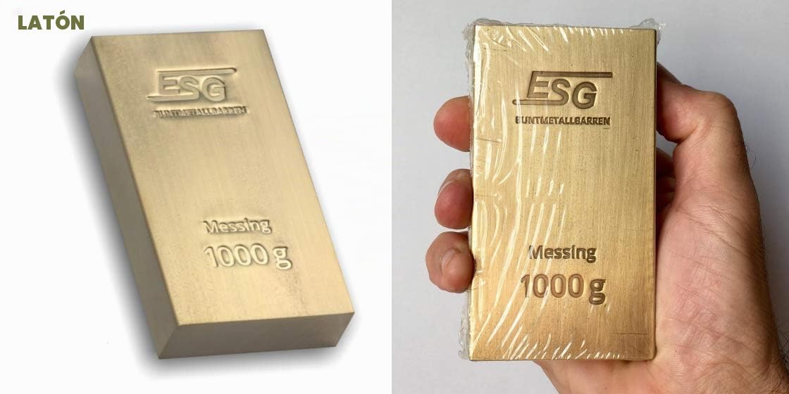 Lingote de latón de 1kg, bellamente acuñado en prestigiosa refinería Alemana de Metales Preciosos ESG