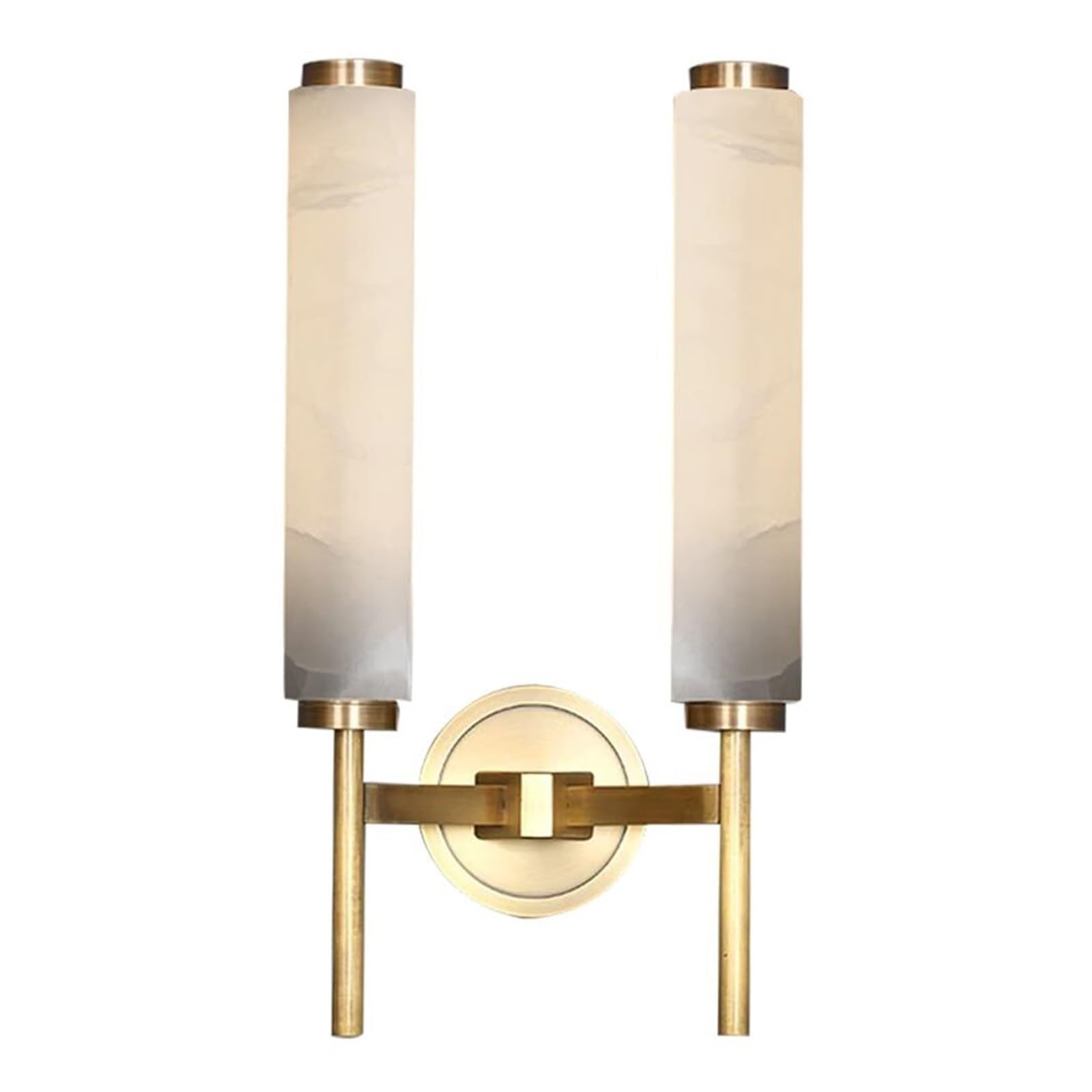 OZBMA 2 Light Natural Marble Wall Alabaster Stone Sconce Nordic Brass Lamp for Bedroom Bedside Living Room Corridor Lantern