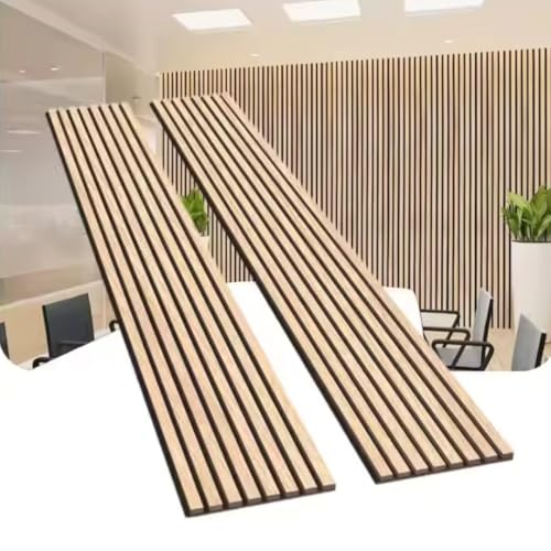 Lot de 2 Panneaux Acoustiques Muraux Bois 240x60x2,2cm - Chêne Blanc avec Fond Noir - SILAMP