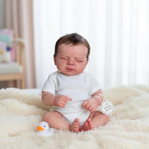 Miniatura 4 de Pinky Reborn Lovely Waterproof Reborn Baby Girl Dolls Vinyl Full Body 18 Inch Real Lifelike Sleeping Baby Dolls That Look Like A Real Looking