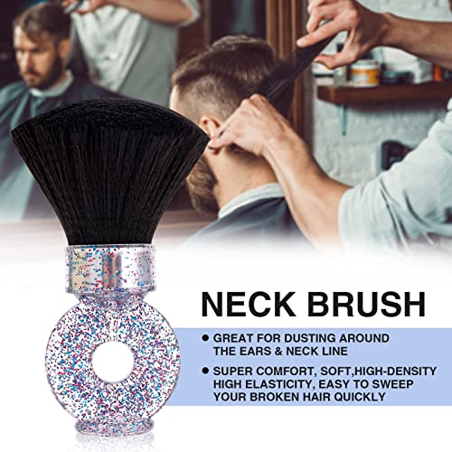 Neck Duster Brush For Barber Hair Cutting Cleaning, Ring Handle Salon Tool Soft Brush To Remove Broken Hair From Neck Face Ears Large Brushes (Bling Blue) #TOP1