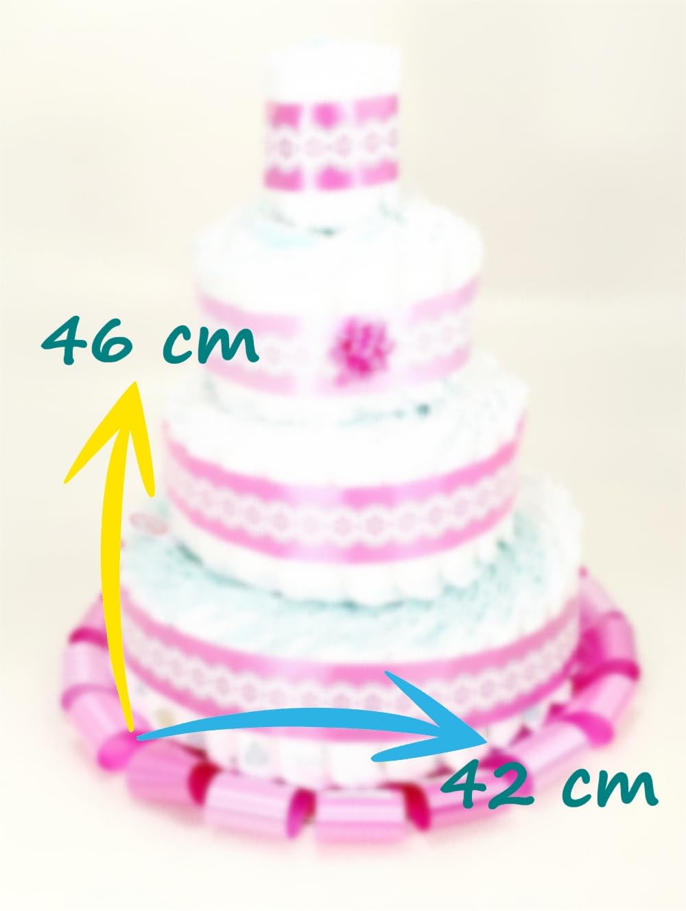 Torta di Pannolini 4 Piani Rosa