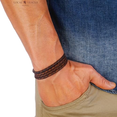 Mens Leather Cord Bracelet SURF PATROL - Fully Adjustable - Multilayer Wrap Wristband for Man Braided Rope Holidays CALI VIBES BEACH Party Festival, Boyfriend, Surfer4