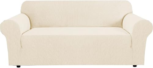 H.VERSAILTEX Fundas elásticas para sofá de 1 pieza, fundas para sofás y sofás de 3 plazas, con tela de jacquard gruesa a cuadros con parte inferior