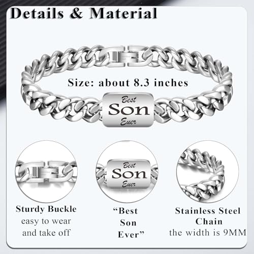 Cuban Bracelet Stainless Steel Bracelet Gifts for Son Grandson Nephew Brother Dad Husband Uncle Grandpa Boyfriend, Easter Graduation Christmas Valentines Fathers Day Birthday Gifts for Boys Him Men3