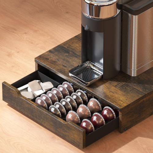 Deco Brothers Wood Top Vertuo Pod Holder Drawer with Divider & Side storage