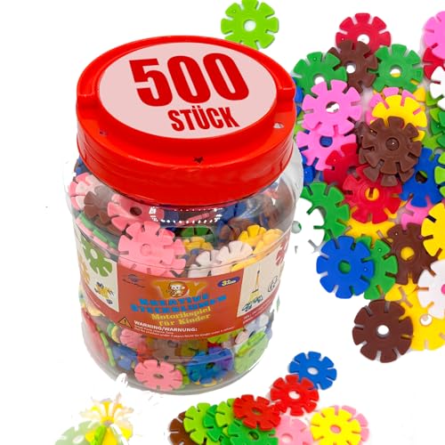 Smart-Planet Lot de 500 fleurs dans une boîte - Jouet de motricité à partir de 3 ans - Jouet éducatif et blocs de construction à construire - 8 couleurs - Favorise la créativité et la motricité fine