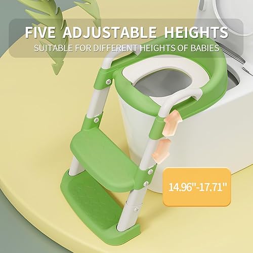 Miniatura 6 de Asiento de inodoro de entrenamiento para niños y niñas, asiento de inodoro con escalera, asiento plegable para inodoro con diseño antideslizante,