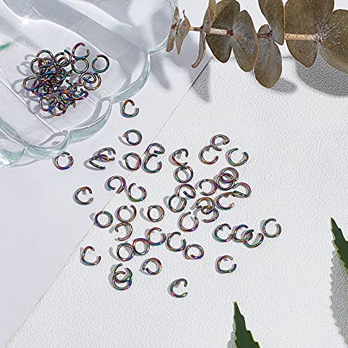 Chgcraft 100Pcs Stainless Steel Jump Rings Vacuum Plating Jump Rings Rainbow Color Finger Jump Rings For Bracelet Earrings Necklace Jewelry Making, 5X0.8Mm #TOP7