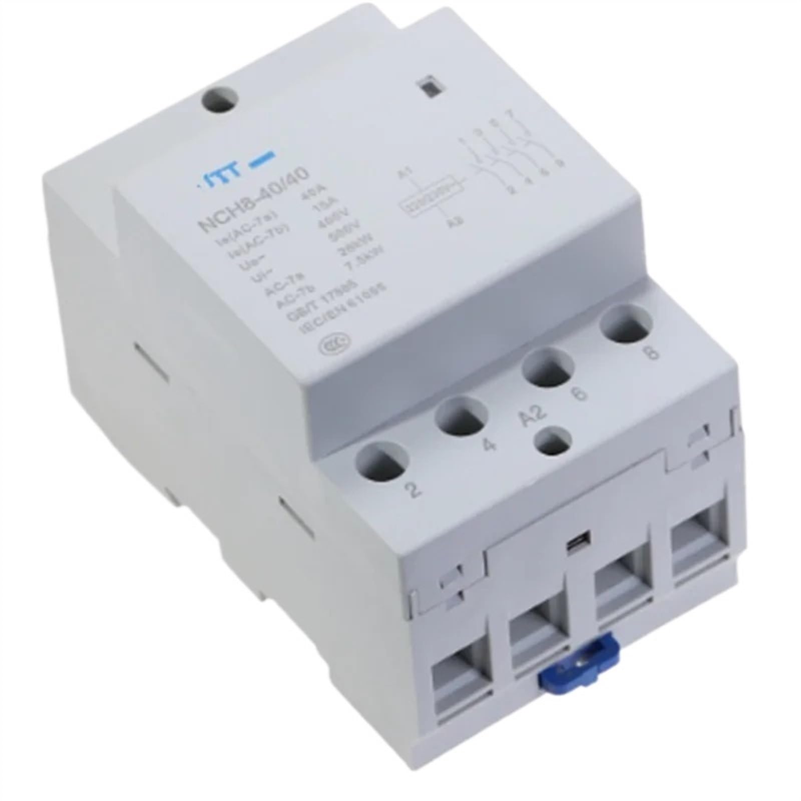 Contacteur modulaire NCH8-40/40 4 pôles résout les surcharges de tableau 40A NO rail DIN