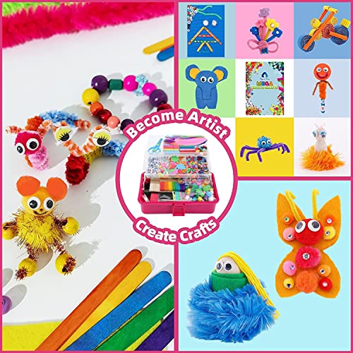 Drookaen Bastelkoffer Kinder, 3000+Stück DIY Bastelset Kinder, Bastelzubehör Bastelmaterial Scrapbooking, Bastelbedarf für Bastelset Mädchen Jungen 4 5 6 7 8 Jahre Geschenk