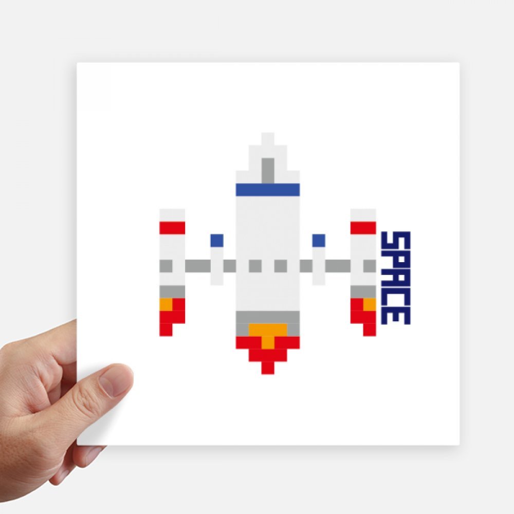 Sticker univers fusée pixel art 20x20cm multicolore pour valise et motobike