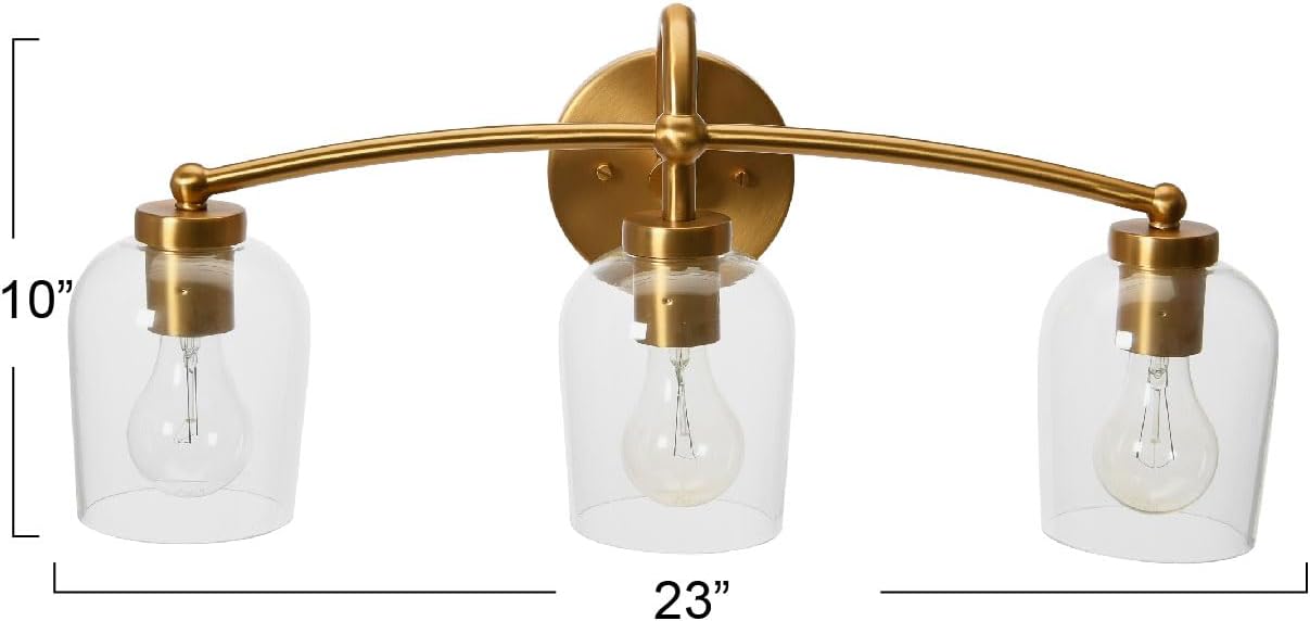 Adrian Metal and Clear Glass 3-Light Vanity Light