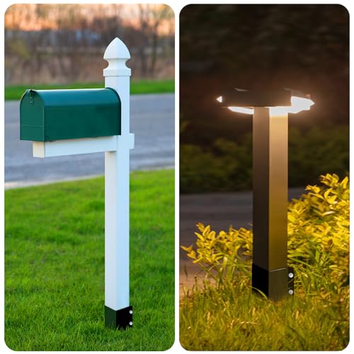 ARIFARO Fence Post Anchor 24 inch Ground Spike Heavy Duty Metal Black Powder Coated Fence Stakes Post, 4x4 inch(3.5 x3.5 inch Inner) Pack of 4