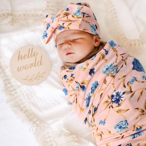 Image of AQOKKA Baby Swaddle Blankets with Bow Hat Headband Set Infant Receiving Blankets Swaddles for Newborns Unisex Toddler Swaddle Wrap Sets for Baby Girls Boys Nursery Warm Shower Gift