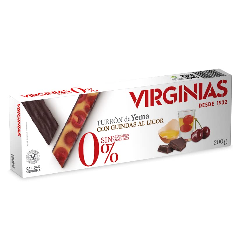 VIRGINIAS - Turrón de Yema con Guindas al Licor 0% Sin Azuc. 200g