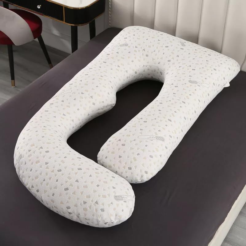 LiveGo J-Shaped Maternity Pillow for Sleeping, Full Body Pillow for Pregnant Women (Grey)