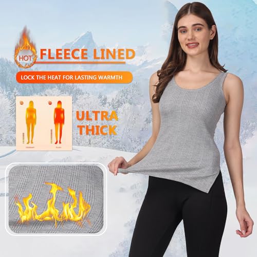 Image of FF Women's Thermal Scoop Neck Cami Tank Tops, Ultra Soft Fleece Lined Camisole, Winter Warm Underwear Top
