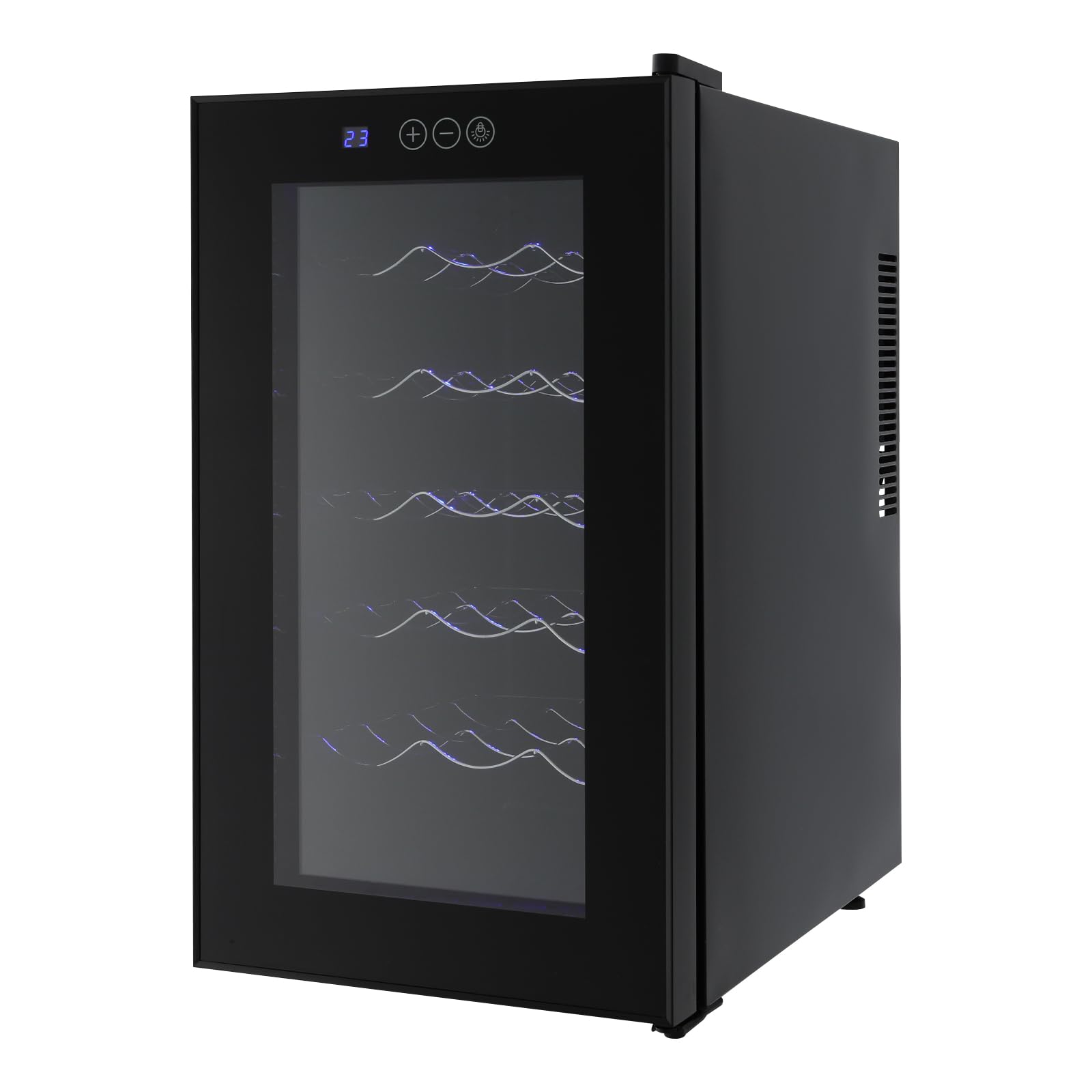 Weinkühlschrank mit Glastür 18 Flaschen 46 Liter 12–18°C LED-Beleuchtung leise