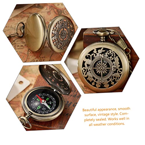 Brújula de bolsillo vintage portátil para senderismo miniatura 6
