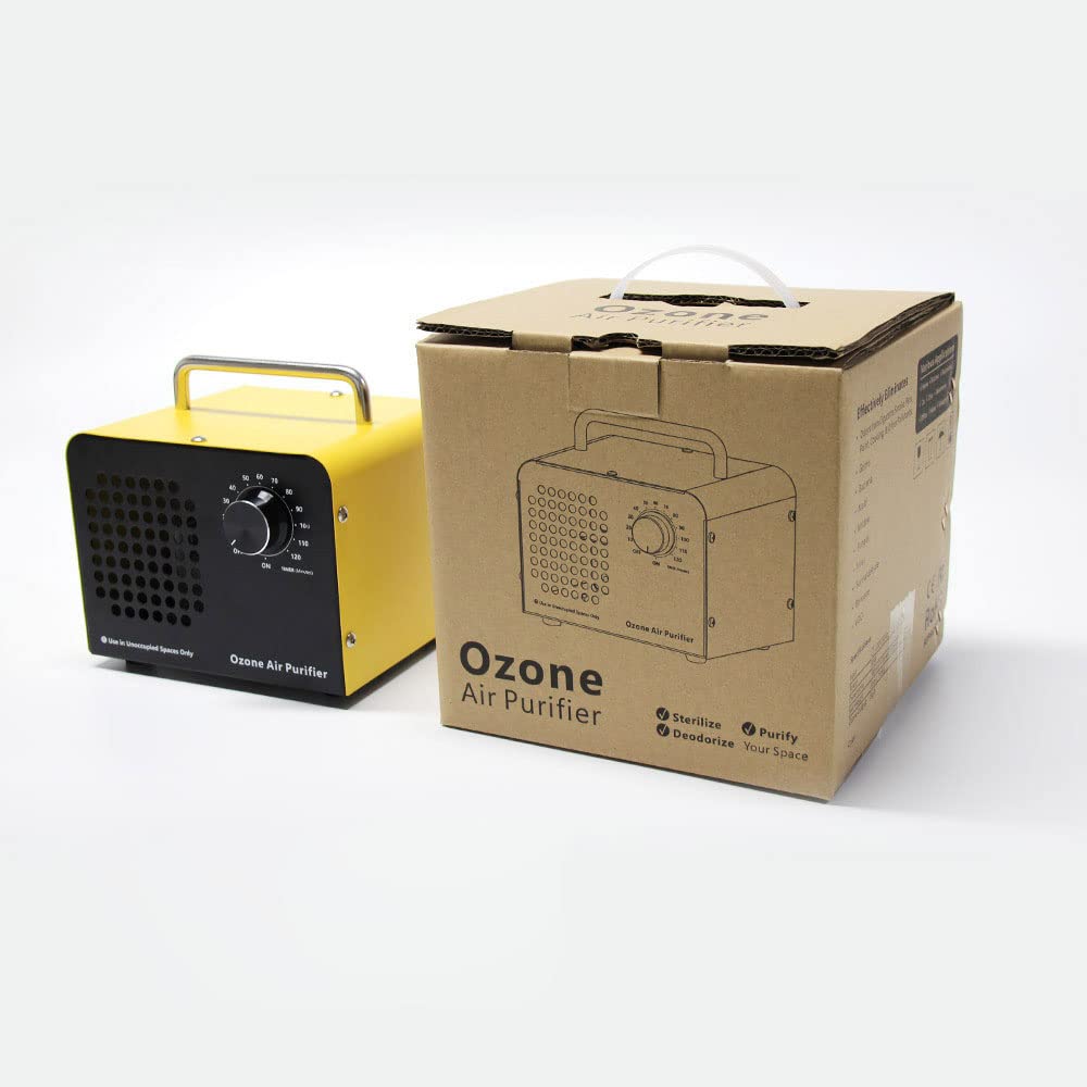 Generador de ozono, 5000 mg/h, ionizadores de aire para el hogar, purificador de aire Ozonizador, desodorante O3 para la habitación del hogar, Bar, granjas, coches y mascotas (amarillo)