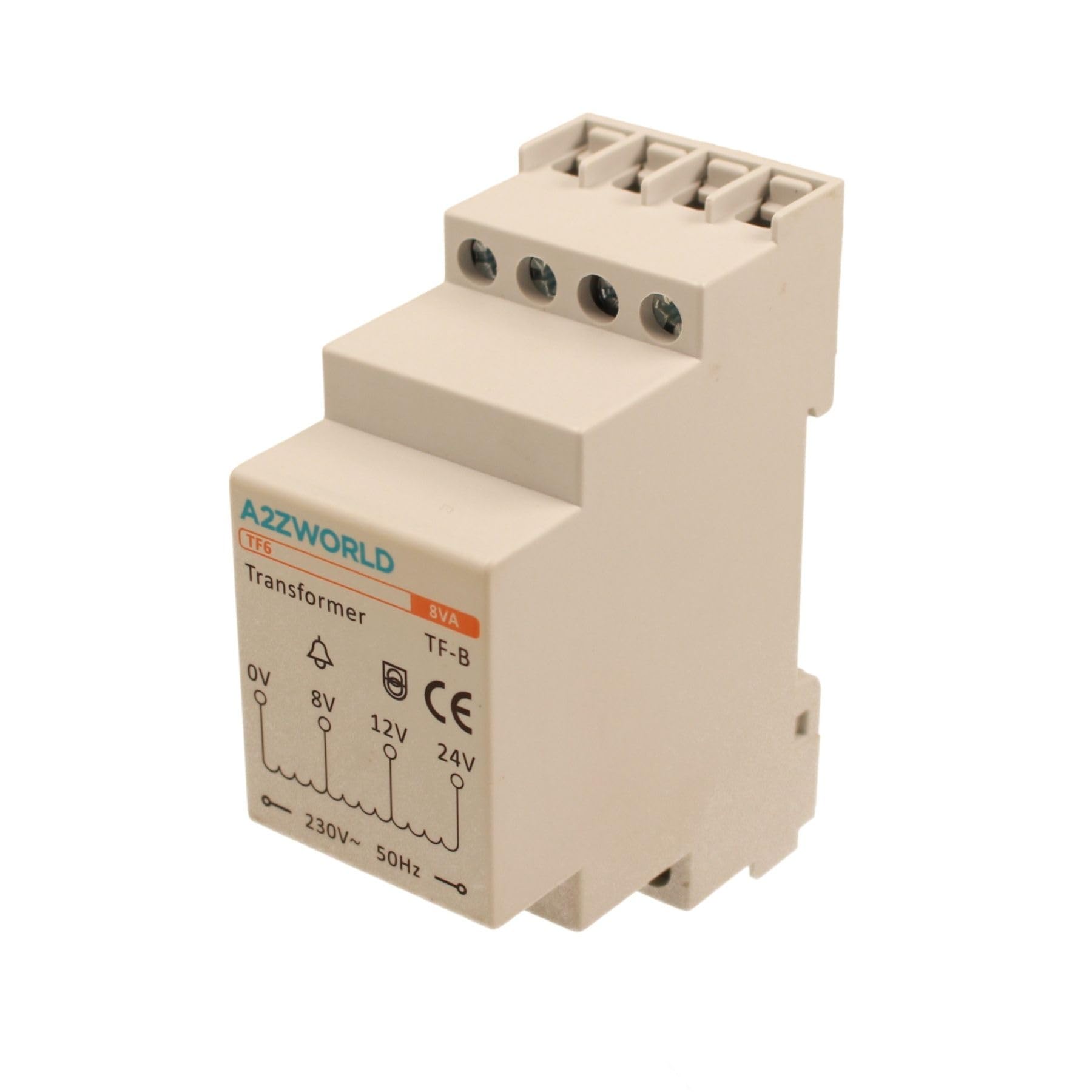Transformateur de sonnette modulaire, sortie 8 V 12 V 24 V AC, pour interphones et vidéophones, 2 modules DIN, 230 V AC entrée, certifié IEC61588-1, IP20, série TF6 professionnelle