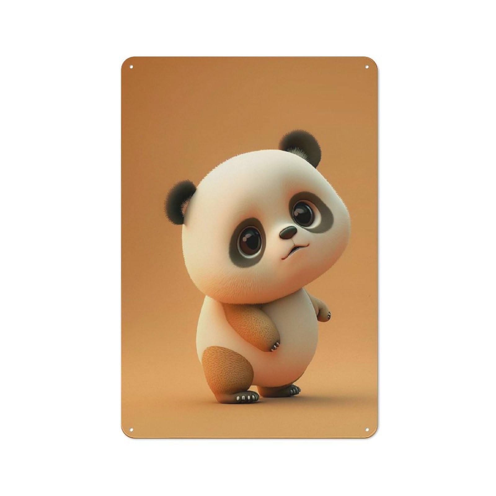 Junmoney Cute Baby White Panda Country Metal Wall Decor 30X20cm, Tin Wall Plaque For Cottage, Kitchen, Hallway Or Breakfast Nook