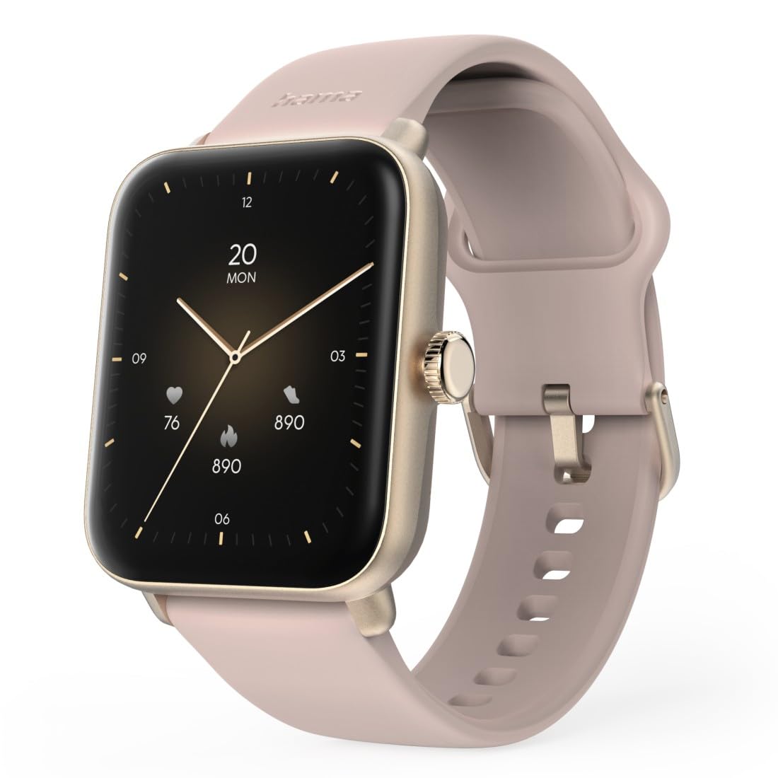 Hama Smartwatch (Farbdisplay 1,65“, Telefonfunktion, GPS, IP68 + 3ATM, Whatsapp, Email, Sprachassistent, Schlaftracker, 100 Sportmodi + Trainingspläne, Schrittzähler, Pulsmesser, Kalorien etc) rosé