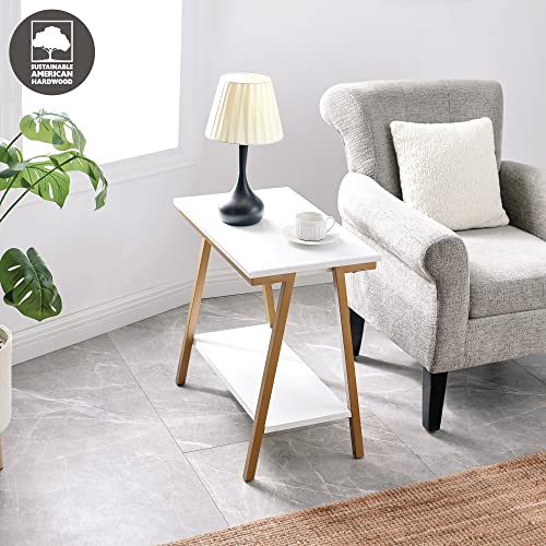 Image of Leick Home Empiria End Table, 15 inch, White, Gold