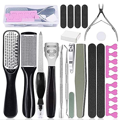 Professional Pedicure Tools,20 In 1 Foot Care Pedicure Kit For Men And Women,Corn And Callus Remover For Feet,Cuticle Remover,Toe Nail Clippers,Foot File,Foot Scraper For Dead Skin,Foot Rasp