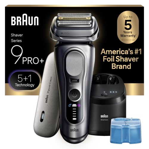 Image of Braun Electric Razor for Men Series 9 PRO+ Electric Foil Shaver with Precision Trimmer, 6in1 SmartCare Center, Travel Powercase, 9677cc
