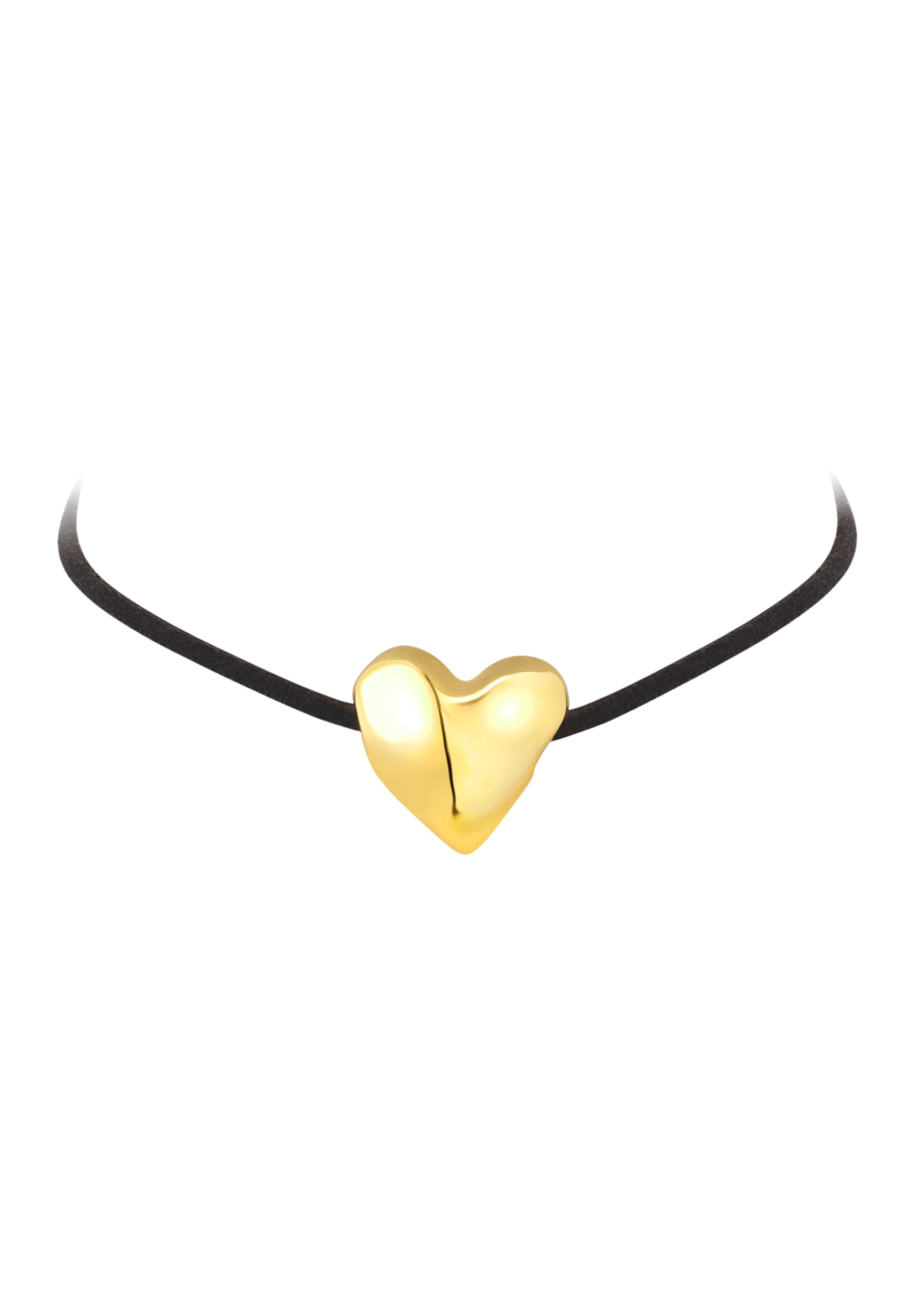 Breil, Collezione Big Heart, Choker Donna con Cordino in Camoscio Nero Dotato di un Elemento Bombato in Acciaio Lucido a Forma di Cuore, Finalini in Acciaio, Lunghezza 110 cm