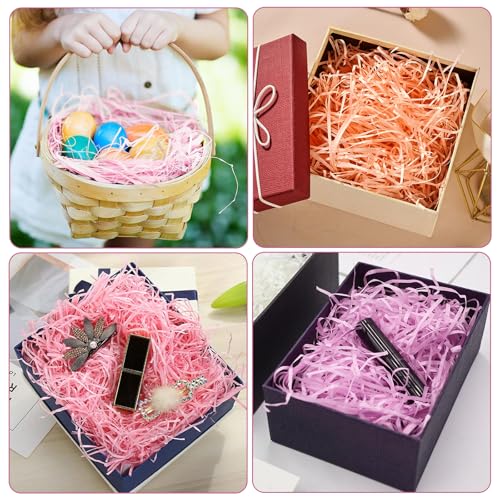 400g Füllmaterial Geschenk Raffia Geschreddertes Papier Holzwolle Mehrfarbig Verpackungsmaterial Füllmaterial Dekoration für Geschenkbox kreative Verpackung