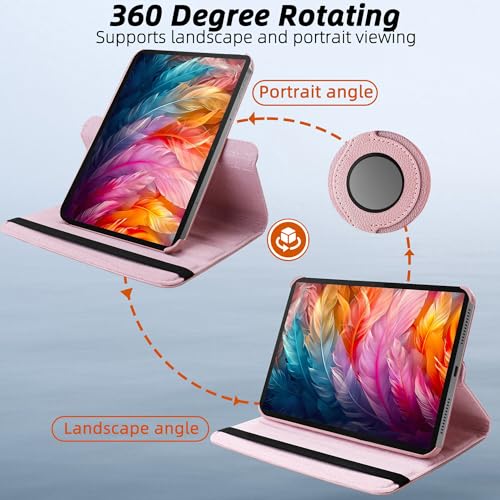 Image of TGK 360 Rotatable Smart Flip Cover for Lenovo Idea Tab Pro 12.7 Inch 2025 TB-373FU TB-375FC Tablet Case (Rose Gold)