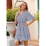 KIRUNDO-Womens-Casual-Short-Sleeve-V-Neck-Ruffle-Leopard-Print-High-Waist-Flowy-Mini-Dress-with-Belt