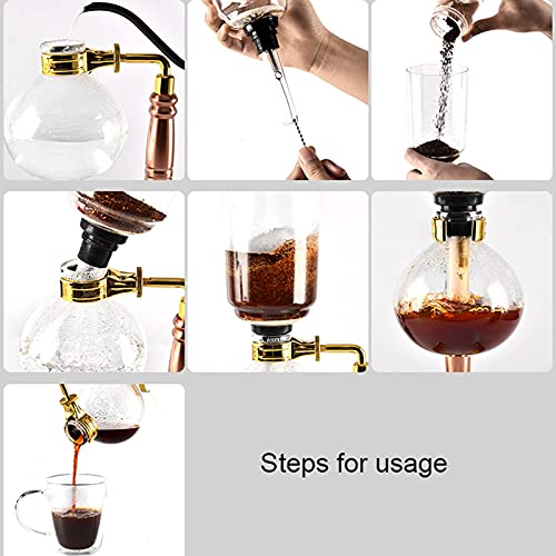 FFFHYIZH Siphon-Kaffeemaschine, Siphon-Kaffeemaschine-Set, Kaffee-Siphon-Siphon, Verbrühschutz für 5 Tassen, Vakuum-Kaffeemaschinen, Schwarz 5 FFFHYIZH Siphon-Kaffeemaschine, Siphon-Kaffeemaschine-Set, Kaffee-Siphon-Siphon, Verbrühschutz für 5 Tassen, Vakuum-Kaffeemaschinen, Schwarz