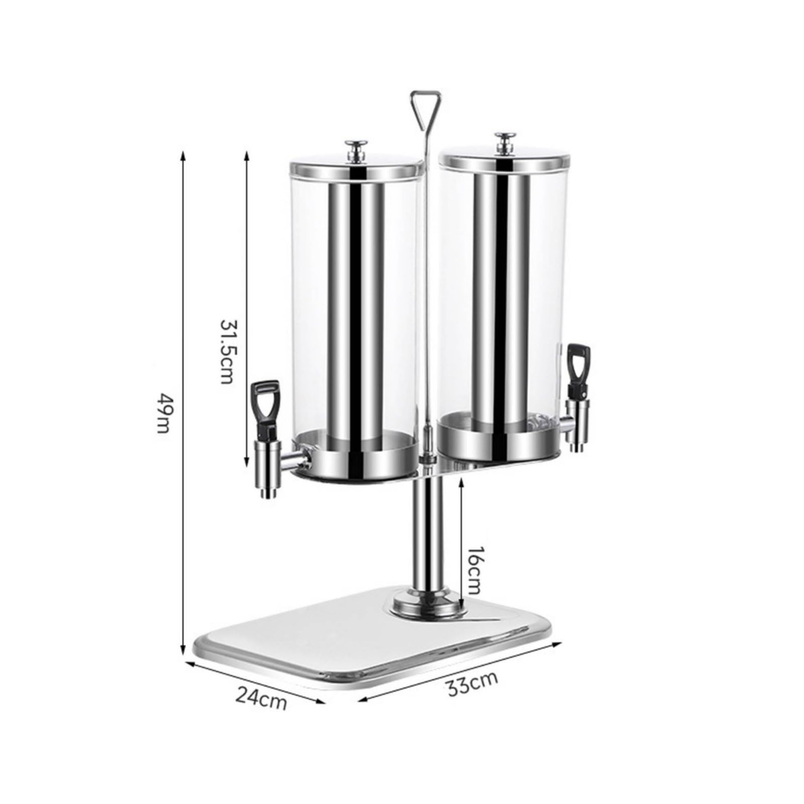 Drehbarer Saft- und Müslispender 360° drehbar Doppelkammer-Getränkespender mit Ständer stabiler Standfuß, Rotierender Doppelsaftspender, Zwei Saftbehälter, Gesamthöhe 49 Cm