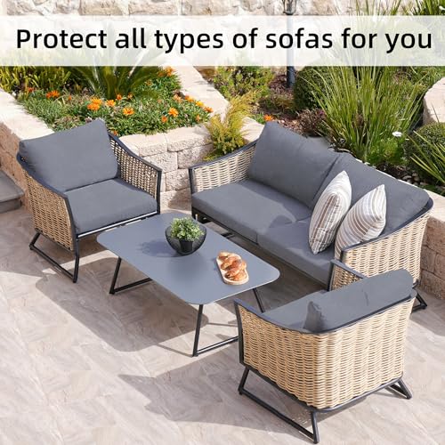 Image of BIETYONE 8Pcs Stretch Patio Cushion Covers,Outdoor Couch Covers Replacement,Outdoor Couch & Sofa Slipcovers,for Patio Furniture Cushion Covers,Washable Reusable Furniture Protector (Grey,Cover Only)