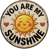 Yanrtrjin You Are My Sunshine Metal Sign 8x8in Round Love Plaque for Nursery Wall Decor Sentimental Gift