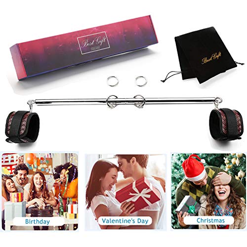 Expandable Spreader Bar with 3D Embossed Leather Adjustable Straps Set Sports Safe Training Anlke Weight