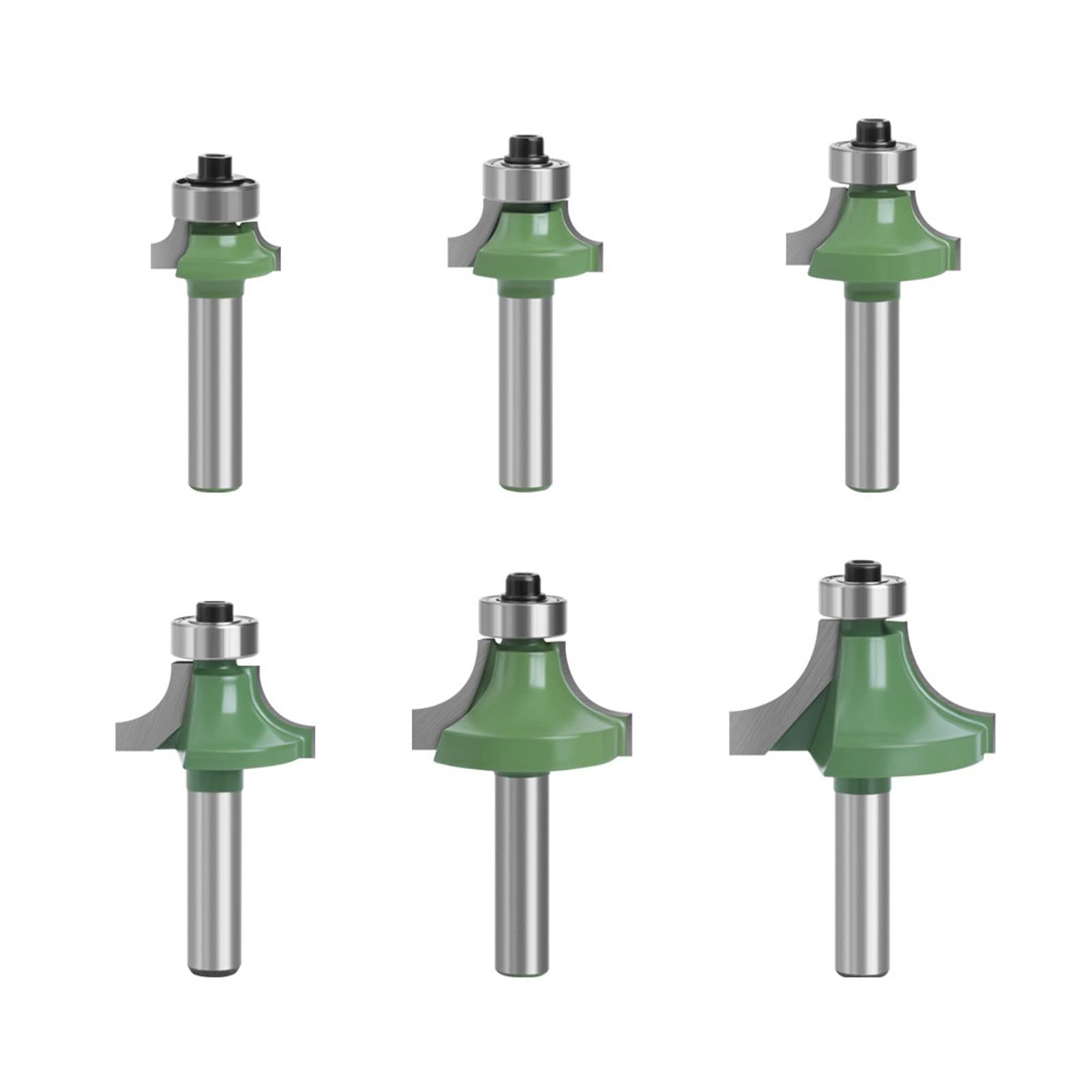Buxuaaaa 8Mm Shank Cutter Router Bit 6Pcs Planer Tool Roundover Router Bits For Woodworking Edge Processing Wood Milling Cutter Planer Woodworking Tool