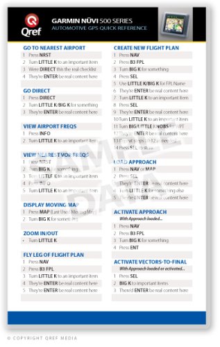 Garmin Nuvi 500 Series Qref Card Checklist (Qref GPS Quick Reference)      Cards – December 31, 2008