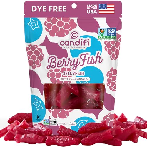 Candifi Dye Free Candy (8 oz) - BerryFish Gummy Fish Candy - Non GMO - Berry Flavored Swedish Style Fish Gummies Made with Only Natural Colors & Flavor -...