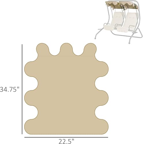 Miniatura 7 de Outsunny Toldo de repuesto para columpio de 2 plazas con marco tubular, cubierta superior para sombrilla para exteriores (solo toldo), color beige