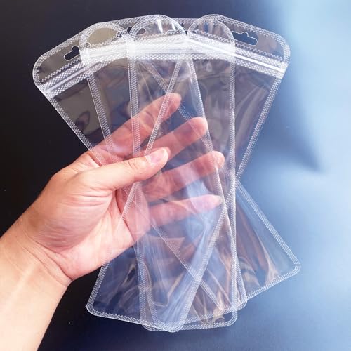 Image of 100 Pcs Resealable Beadable Pen Packaging Bags for Small Business,Clear Zipper Smell Proof Storage Bags for Party Favor Food Storage, Jewelry, Cosmetic,Candy (3.14x10.6inch)